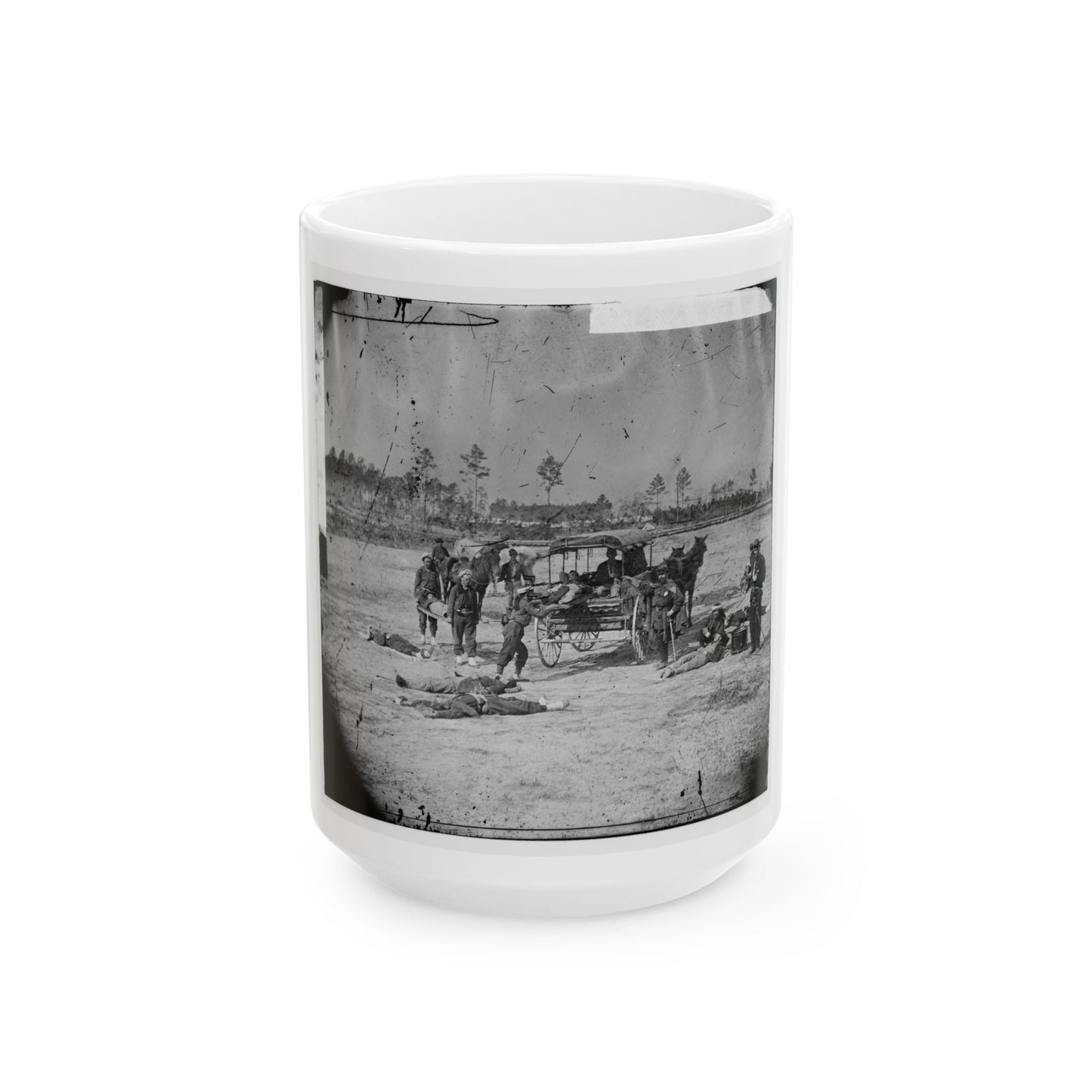 Ambulance Corps. Method Of Removing Wounded From The Field (U.S. Civil War) White Coffee Mug-15oz-The Sticker Space