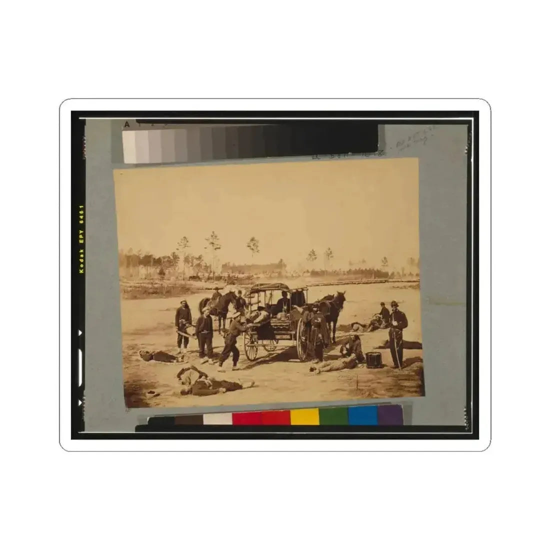 Ambulance Drill at Headquarters Army of Potomac, Near Brandy Station, Va., March, 1864 (U.S. Civil War) STICKER Vinyl Kiss-Cut Decal 6 Inch White - The Sticker Space