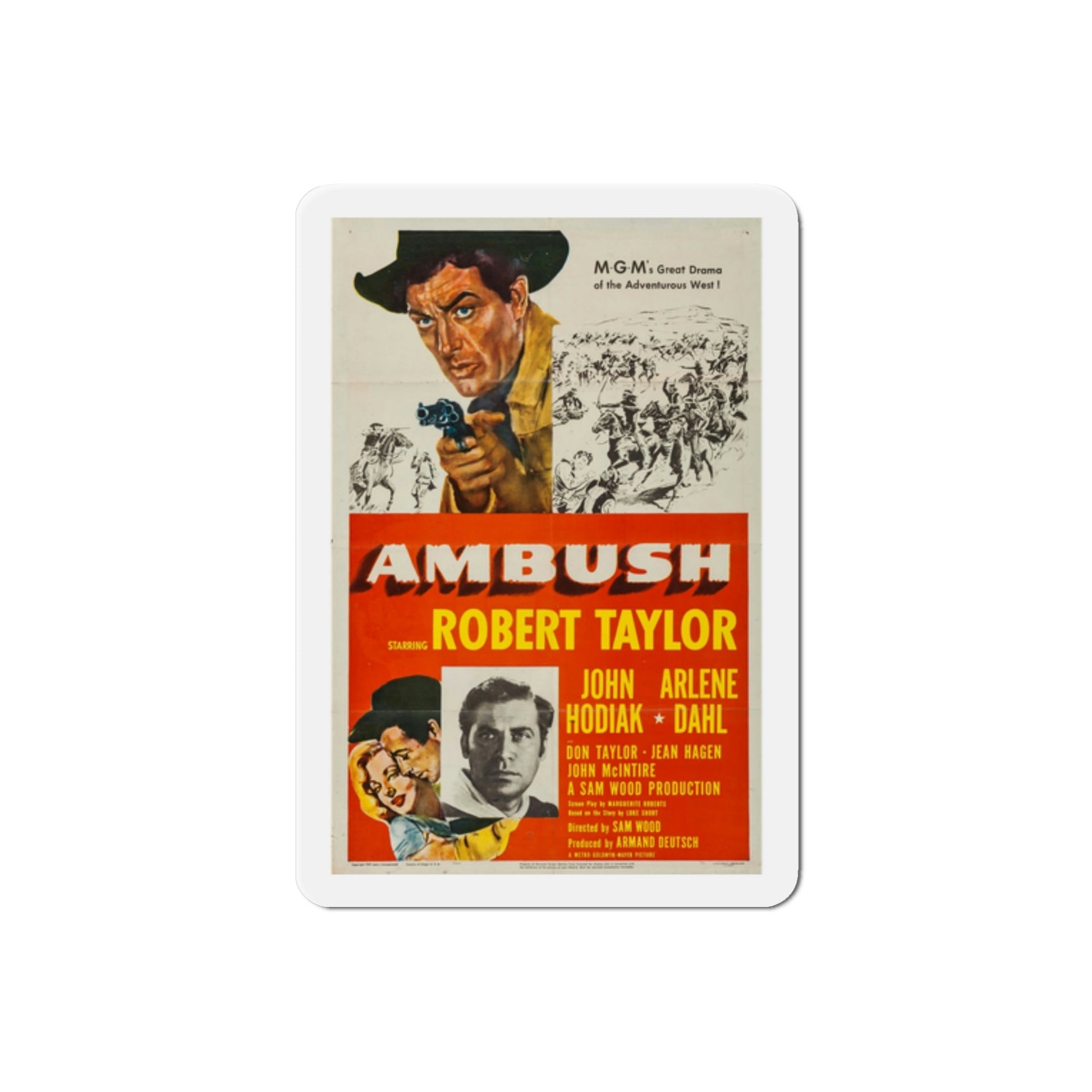 Ambush 1950 Movie Poster Die-Cut Magnet-2 Inch-The Sticker Space