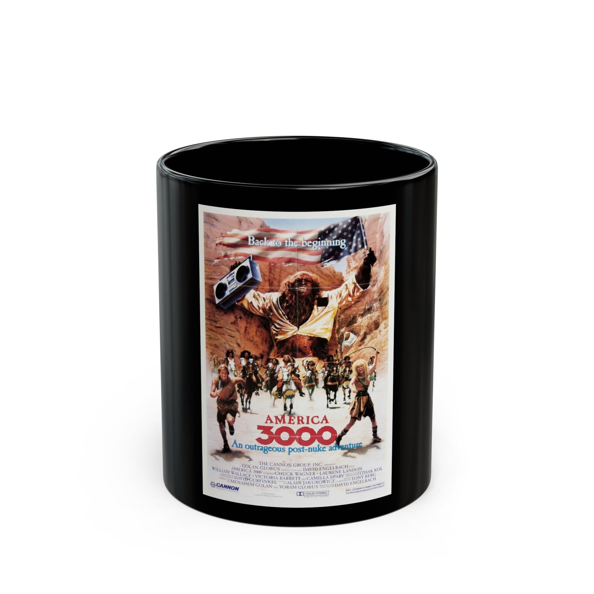 AMERICA 3000 1986 Movie Poster - Black Coffee Mug-11oz-The Sticker Space