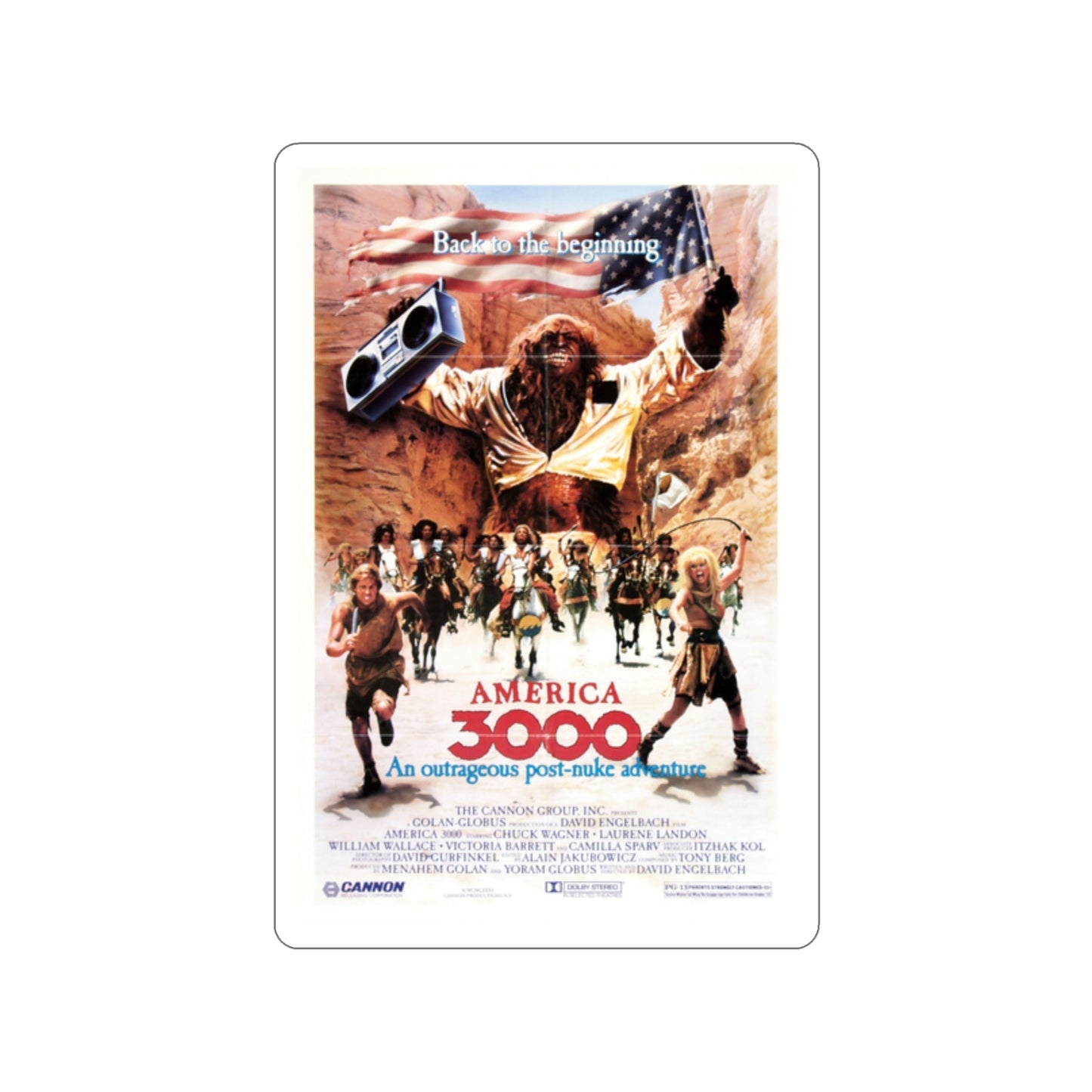 AMERICA 3000 1986 Movie Poster STICKER Vinyl Die-Cut Decal-2 Inch-The Sticker Space