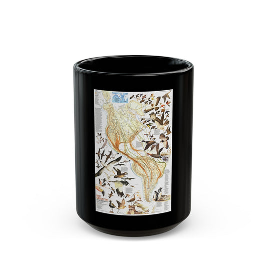 America - Bird Migration (1969) (Map) Black Coffee Mug-15oz-The Sticker Space