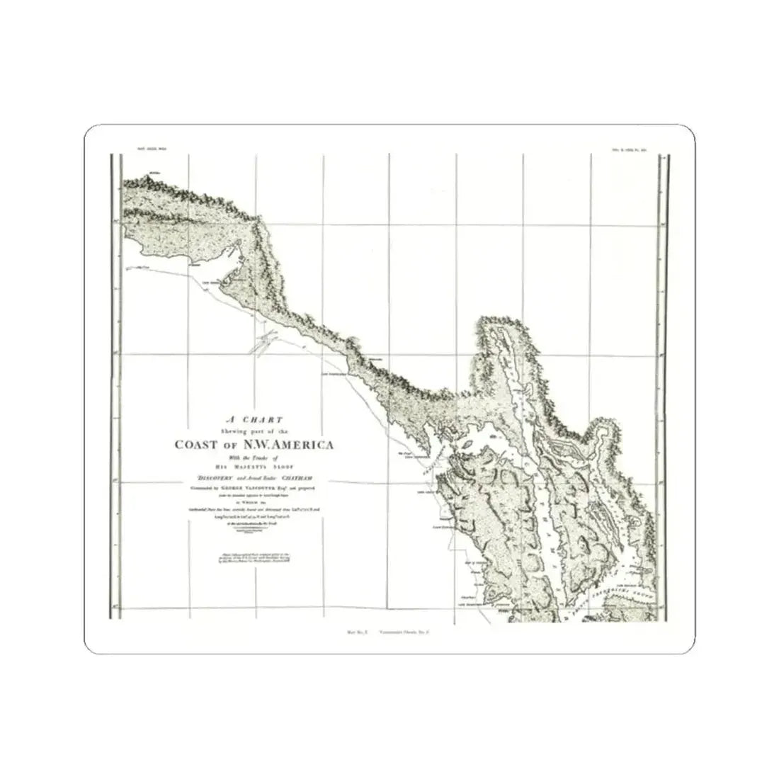 America - NorthWest Coast (1898) (Map) STICKER Vinyl Kiss-Cut Decal 2 Inch White - The Sticker Space