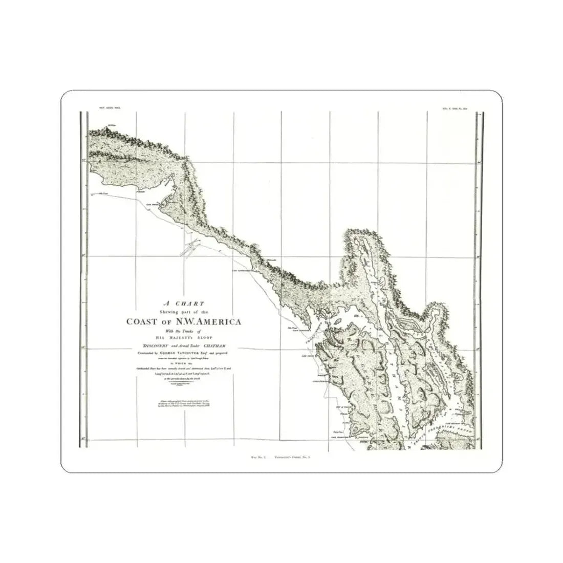 America - NorthWest Coast (1898) (Map) STICKER Vinyl Kiss-Cut Decal 3 Inch White - The Sticker Space