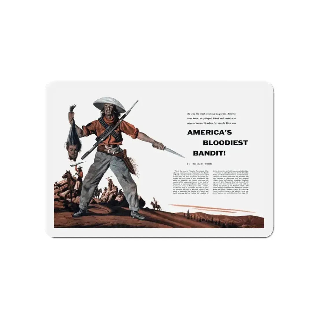 America's Bloodiest Bandit, Fury magazine, December 1957 (Magazine Illustration) Refrigerator Magnet 4 Inch - The Sticker Space