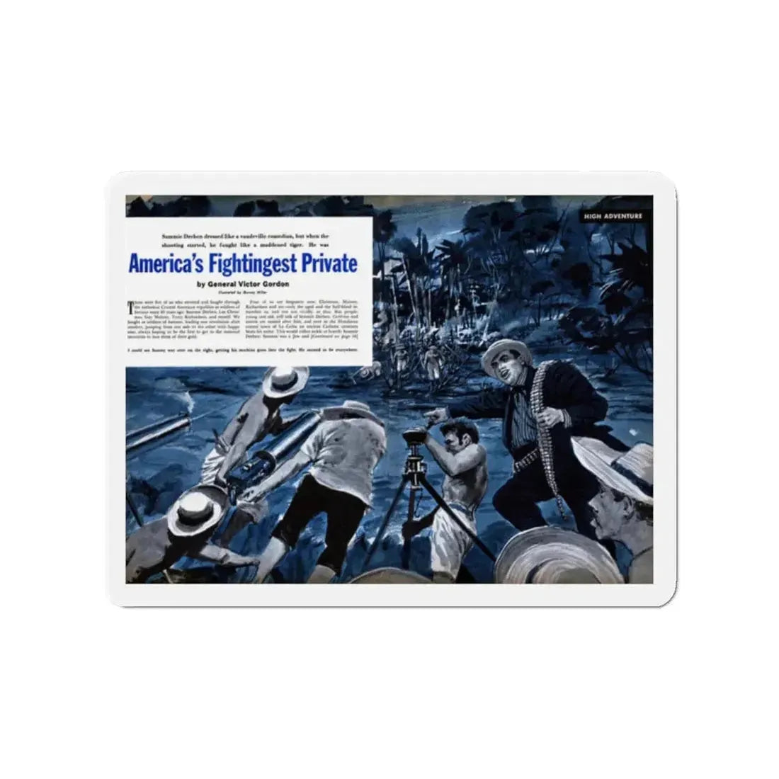 America's Fightingest Private, Cavalier magazine, January 1955 (Magazine Illustration) Refrigerator Magnet 2 Inch - The Sticker Space