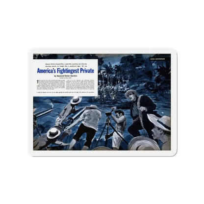 America's Fightingest Private, Cavalier magazine, January 1955 (Magazine Illustration) Refrigerator Magnet 3 Inch - The Sticker Space