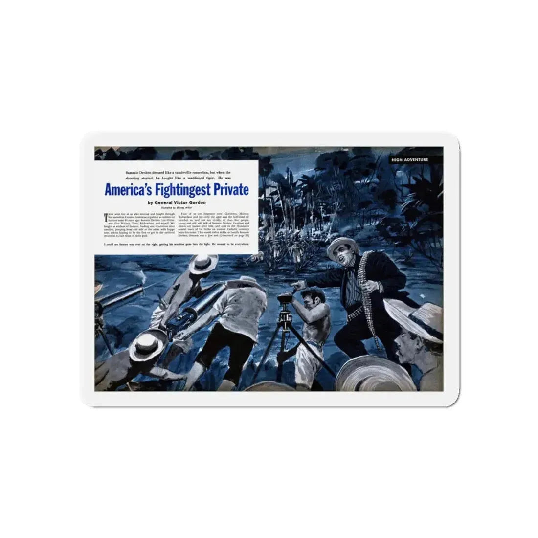 America's Fightingest Private, Cavalier magazine, January 1955 (Magazine Illustration) Refrigerator Magnet 5 Inch - The Sticker Space