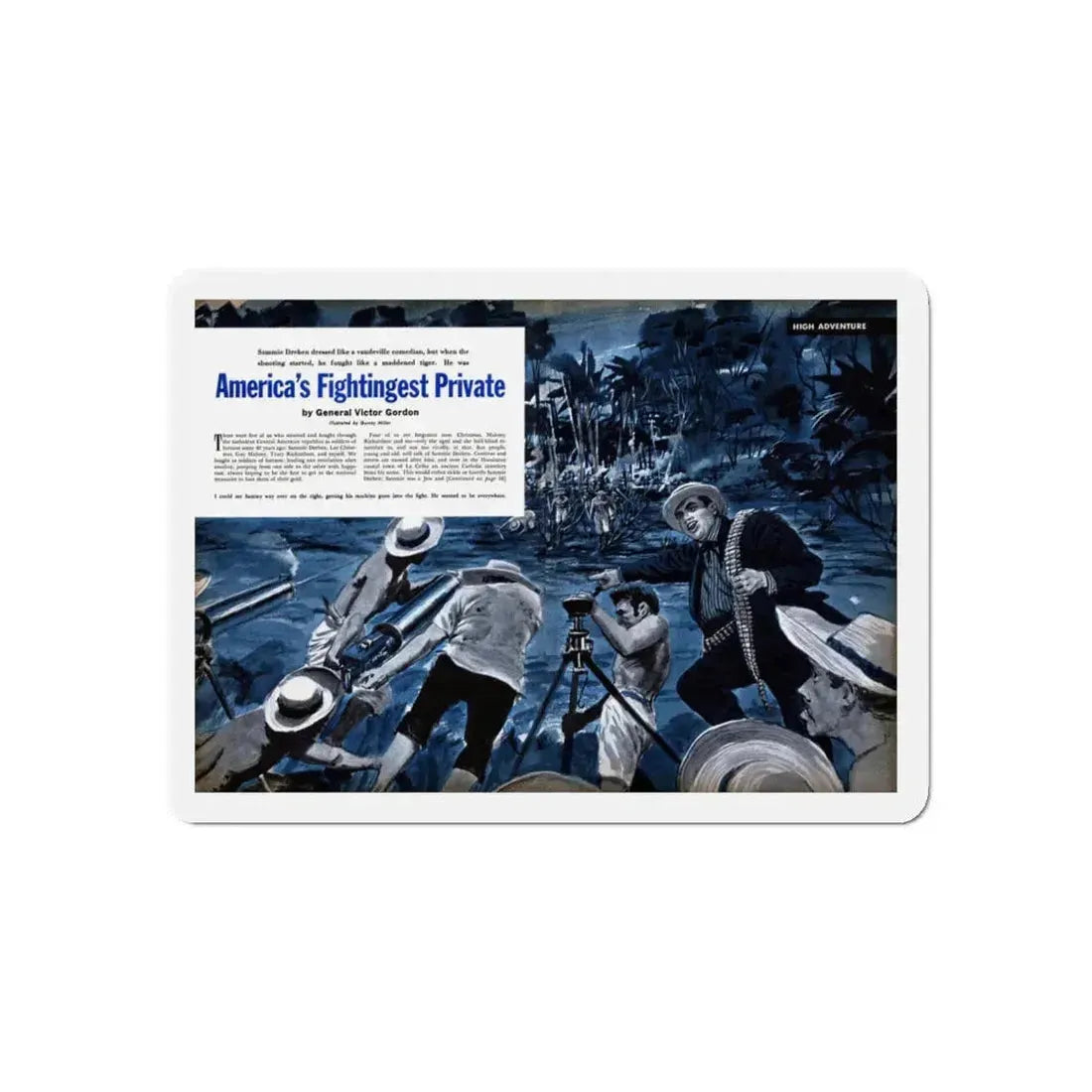 America's Fightingest Private, Cavalier magazine, January 1955 (Magazine Illustration) Refrigerator Magnet 6 Inch - The Sticker Space