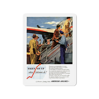 American Airlines ad, 1950 (Magazine Illustration) Refrigerator Magnet-3" x 3"-The Sticker Space