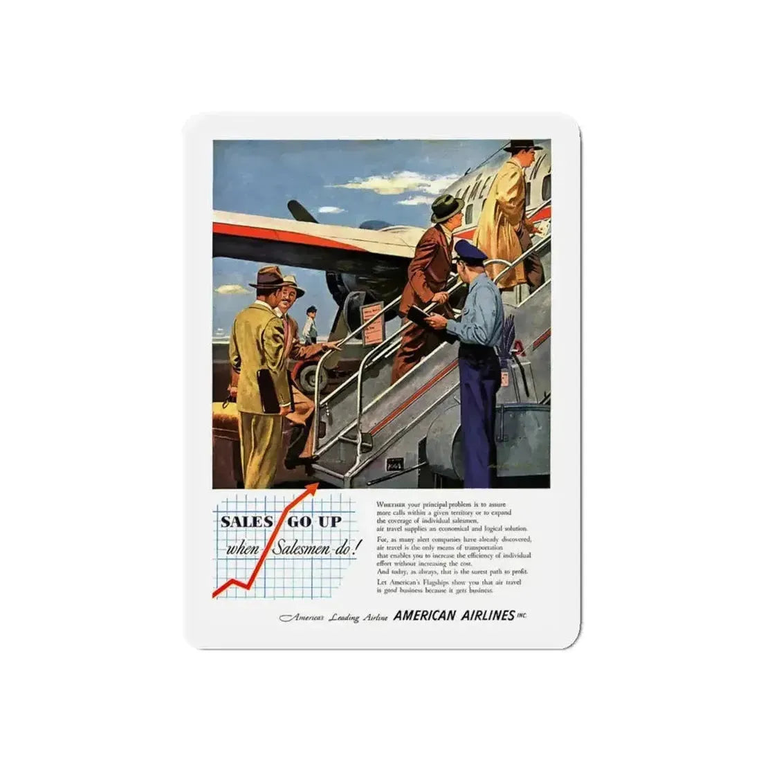 American Airlines ad, 1950 (Magazine Illustration) Refrigerator Magnet - The Sticker Space