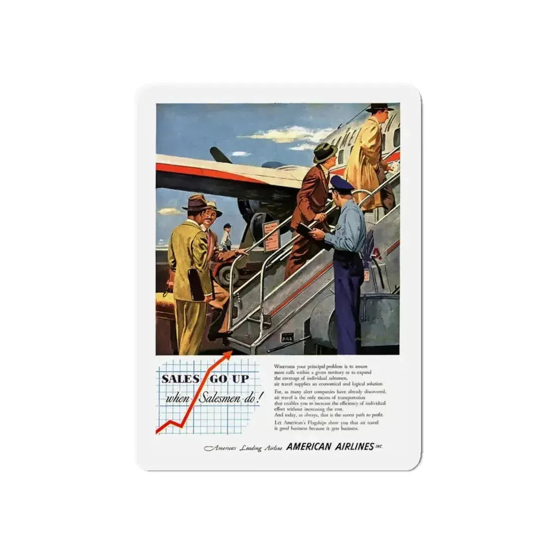 American Airlines ad, 1950 (Magazine Illustration) Refrigerator Magnet - The Sticker Space