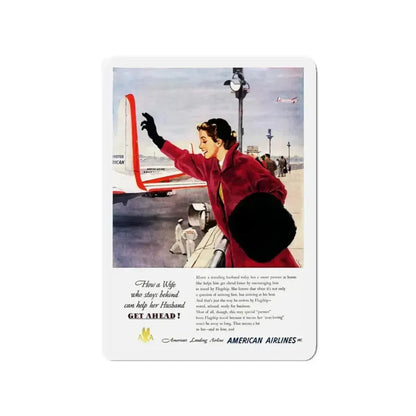 American Airlines ad, 1951 (Magazine Illustration) Refrigerator Magnet 3 Inch - The Sticker Space