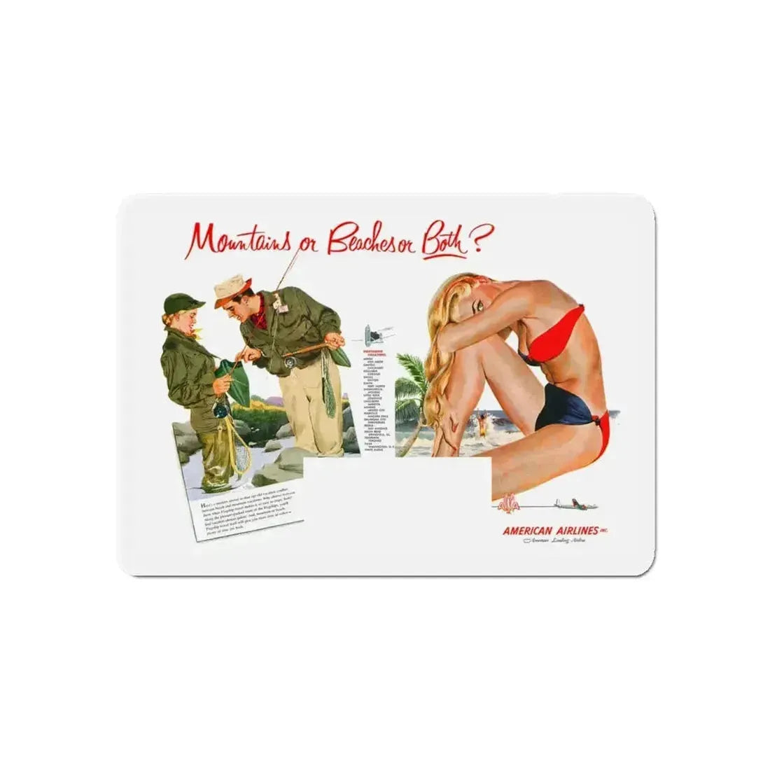 American Airlines ad, 1952 (Magazine Illustration) Refrigerator Magnet - The Sticker Space