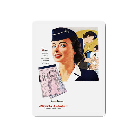 American Airlines ad, 1954 (Magazine Illustration) Refrigerator Magnet-6 × 6"-The Sticker Space