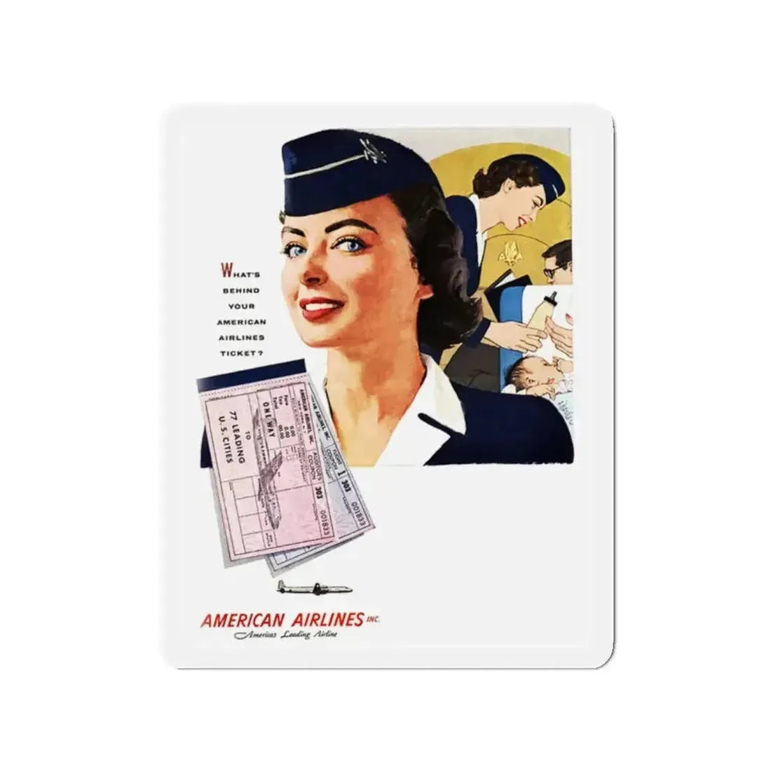 American Airlines ad, 1954 (Magazine Illustration) Refrigerator Magnet - The Sticker Space