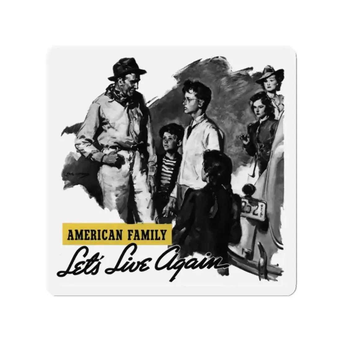 American Family  Let's Live Again, Liberty magazine, July 15, 1939 (Magazine Illustration) Refrigerator Magnet - The Sticker Space