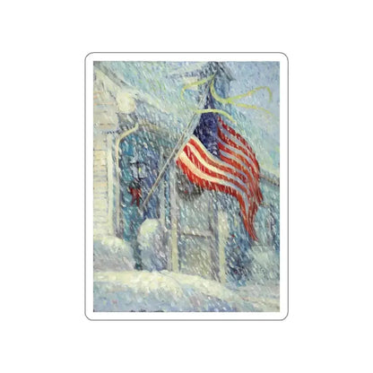 American Flag in a Snow Storm, original illustration (Magazine Illustration) STICKER Vinyl Die-Cut Decal - The Sticker Space