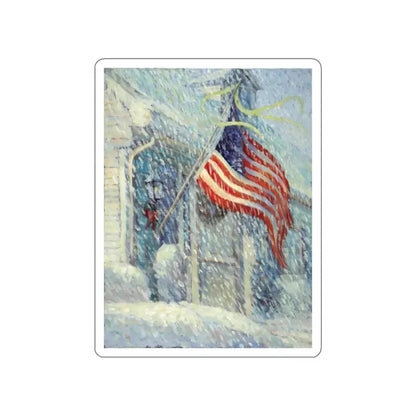 American Flag in a Snow Storm, original illustration (Magazine Illustration) STICKER Vinyl Die-Cut Decal White Die-Cut 2 Inch - The Sticker Space