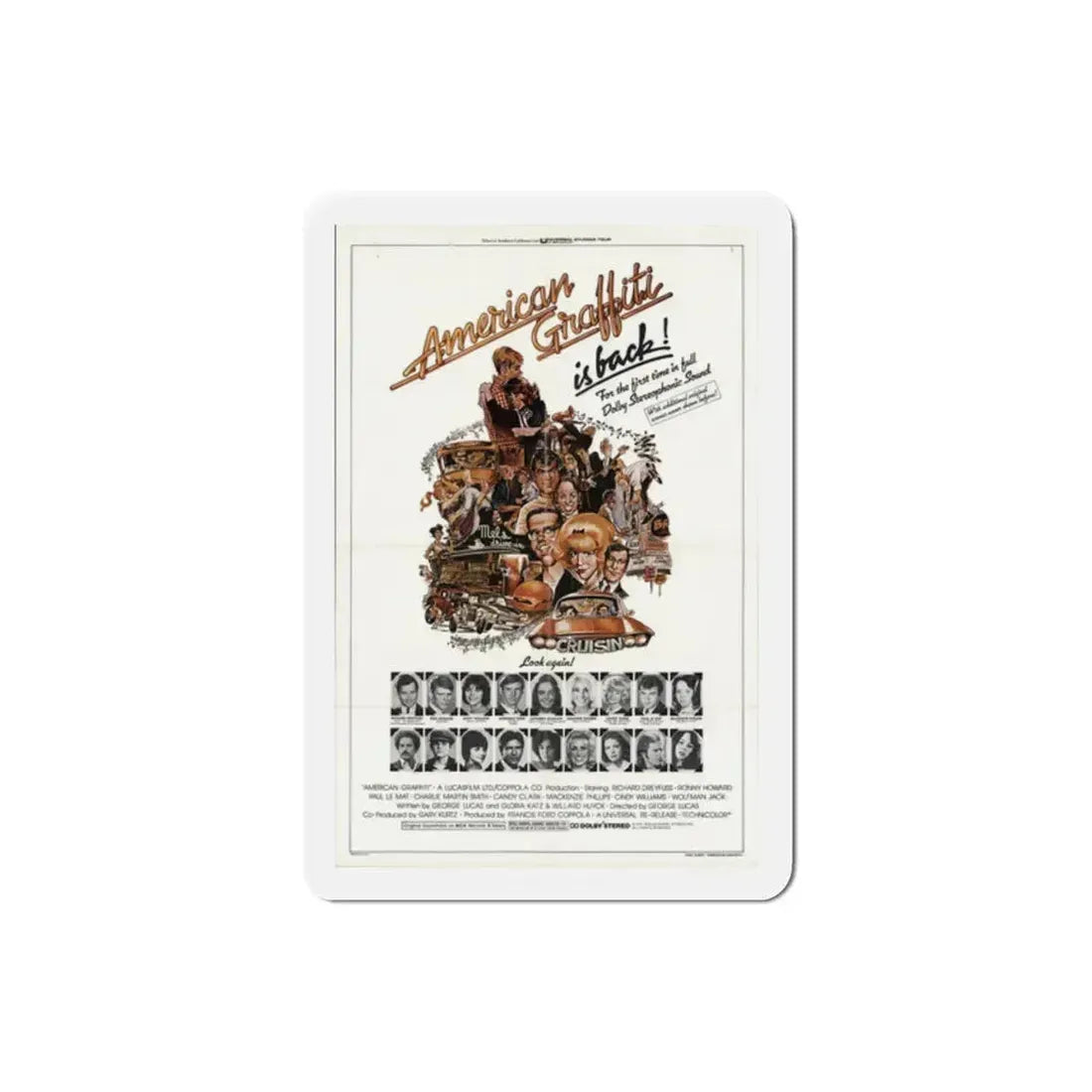 American Graffiti 1973 2 Movie Poster Refrigerator Magnet 2 Inch - The Sticker Space