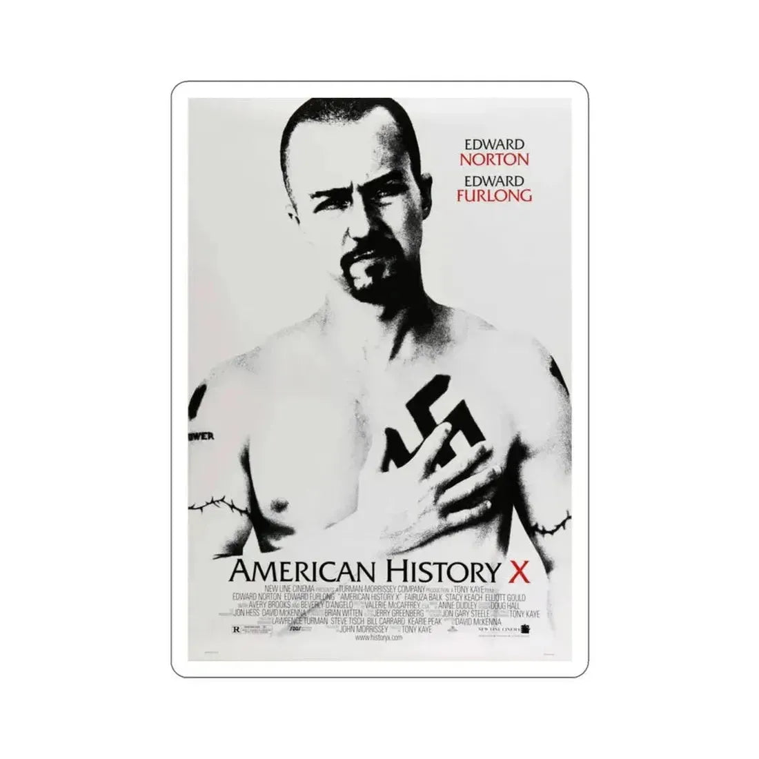 American History X 1998 Movie Poster STICKER Vinyl Die-Cut Decal 3 Inch - The Sticker Space