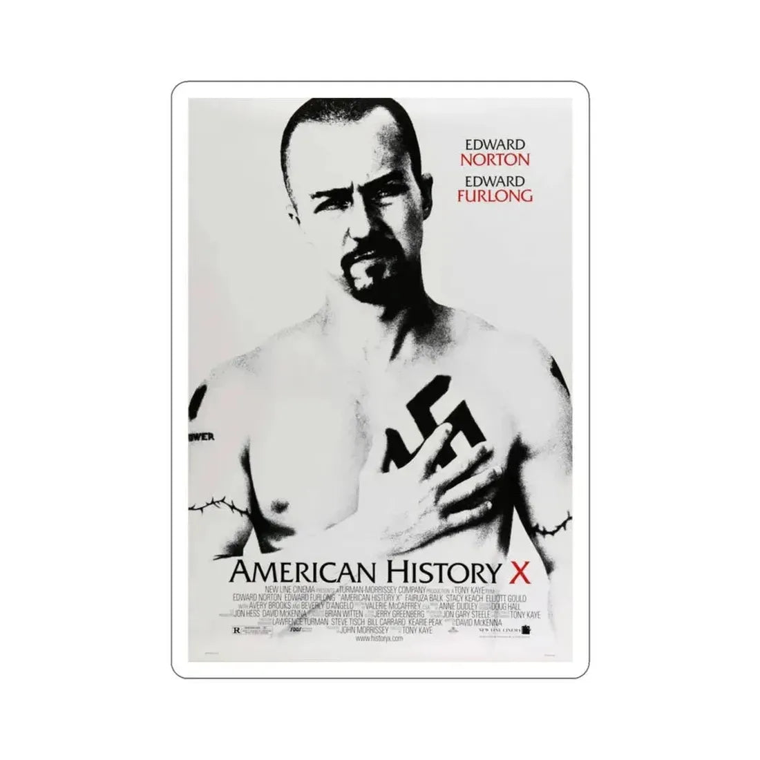 American History X 1998 Movie Poster STICKER Vinyl Die-Cut Decal 3 Inch - The Sticker Space