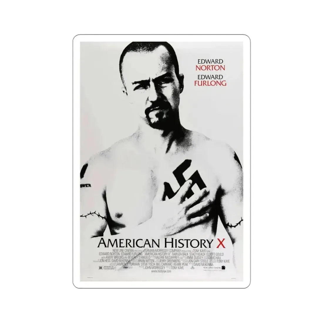American History X 1998 Movie Poster STICKER Vinyl Die-Cut Decal 4 Inch - The Sticker Space
