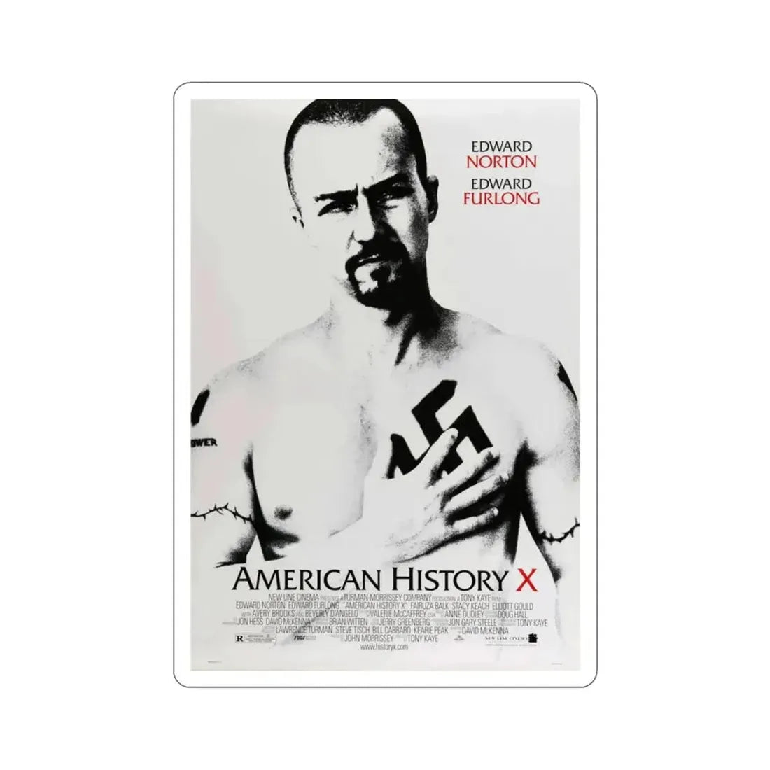 American History X 1998 Movie Poster STICKER Vinyl Die-Cut Decal - The Sticker Space