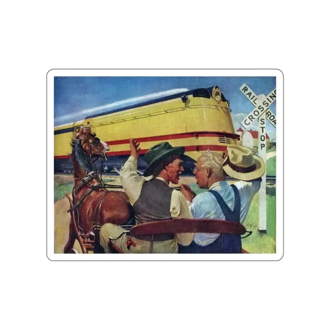 American Locomotive ad, The Saturday Evening Post, May 6, 1944 (Magazine Illustration) STICKER Vinyl Die-Cut Decal White Die-Cut 5 Inch - The Sticker Space