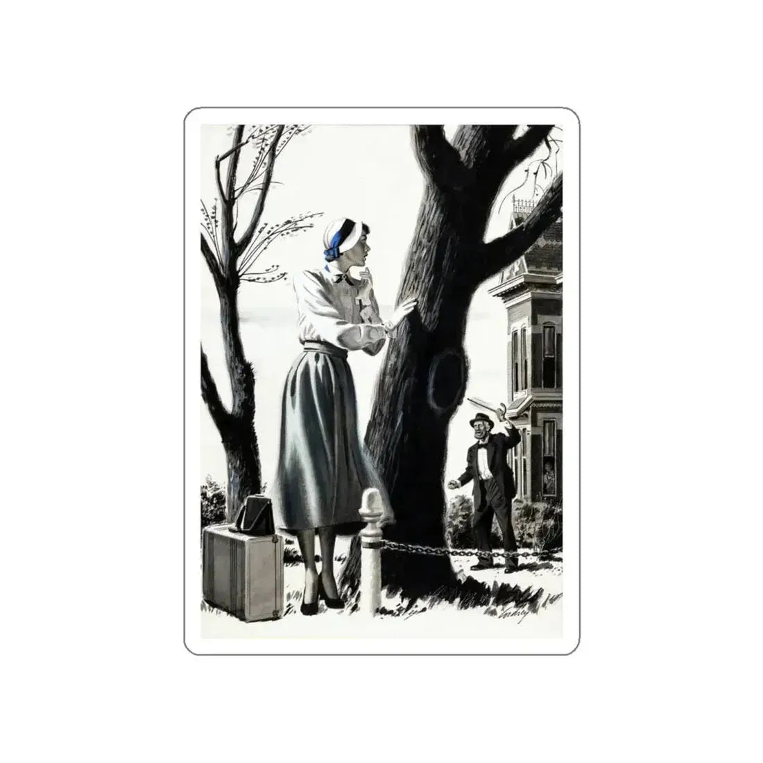 American Magazine, March 1950 (Magazine Illustration) STICKER Vinyl Die-Cut Decal White Die-Cut 5 Inch - The Sticker Space