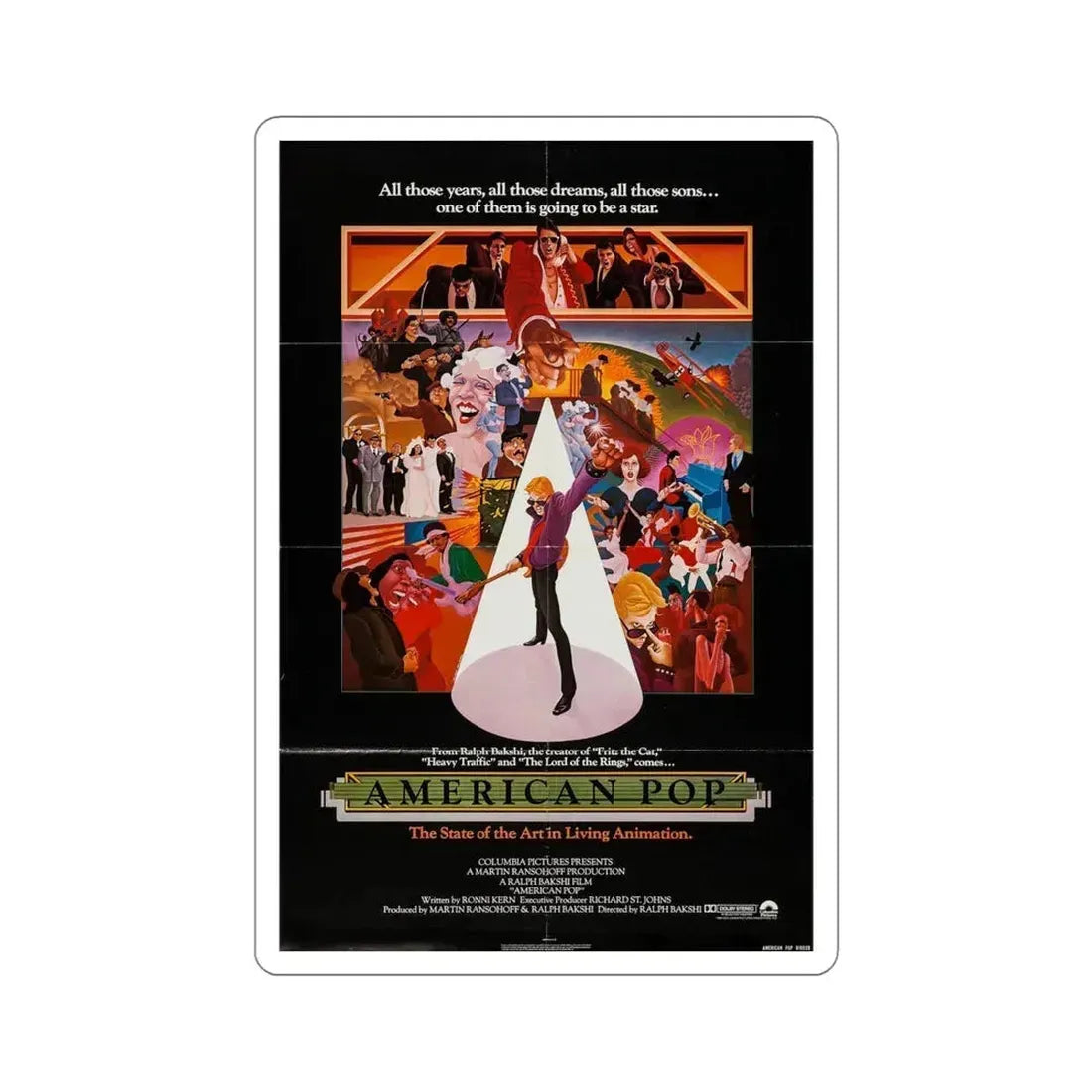 American Pop 1981 Movie Poster STICKER Vinyl Die-Cut Decal 4 Inch - The Sticker Space