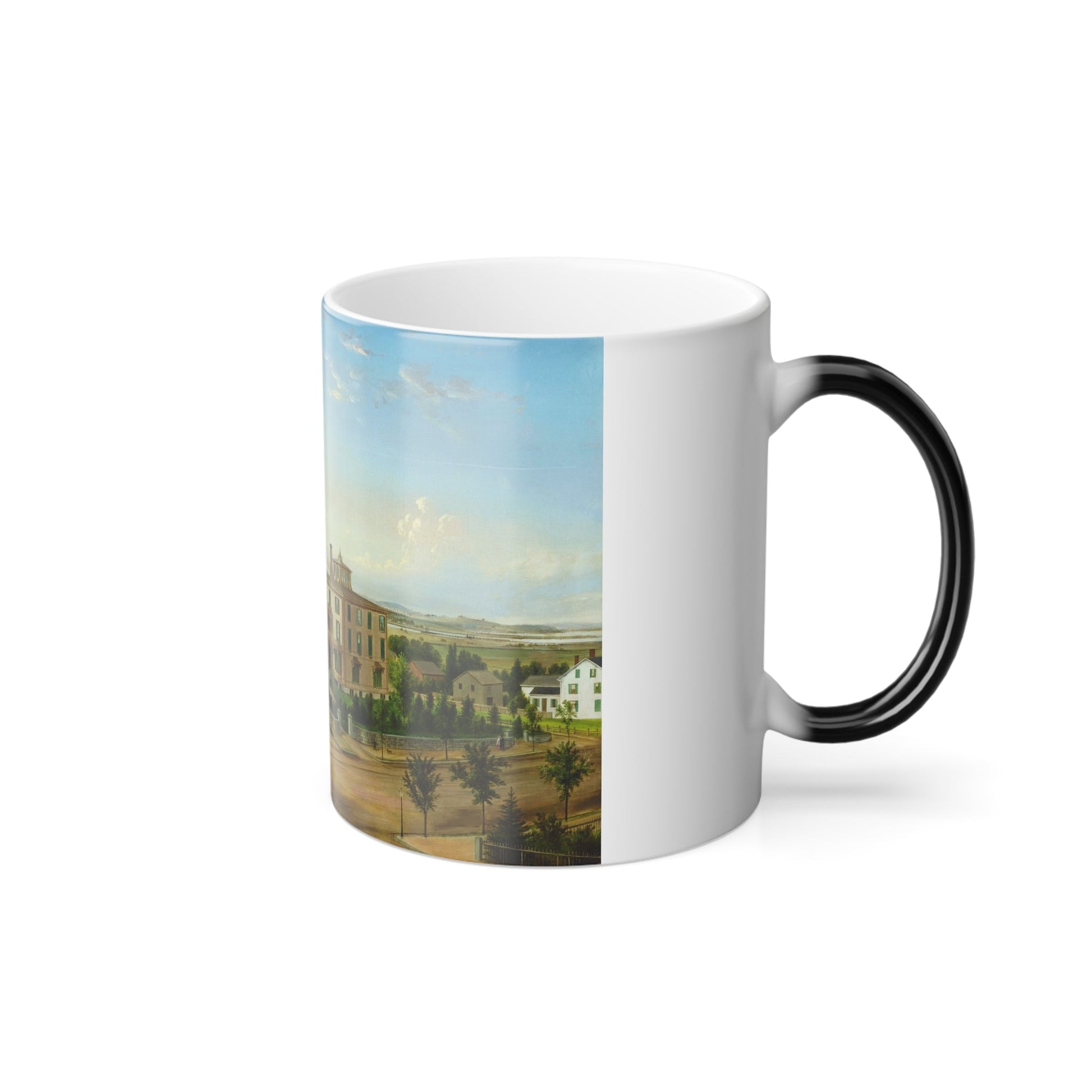 American School, 19th Century - View of Flushing - Oil on Canvas c1850 - Color Changing Mug 11oz-11oz-The Sticker Space