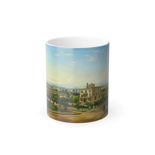 American School, 19th Century - View of Flushing - Oil on Canvas c1850 - Color Changing Mug 11oz-11oz-The Sticker Space