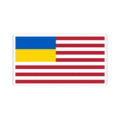 American-Ukrainian flag (Ukraine) STICKER Vinyl Kiss-Cut Decal 4 Inch White - The Sticker Space