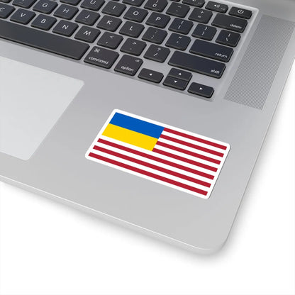 American-Ukrainian flag (Ukraine) STICKER Vinyl Kiss-Cut Decal - The Sticker Space