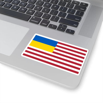 American-Ukrainian flag (Ukraine) STICKER Vinyl Kiss-Cut Decal - The Sticker Space