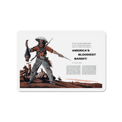 America's Bloodiest Bandit, Fury magazine, December 1957 (Magazine Illustration) Refrigerator Magnet-3" x 3"-The Sticker Space