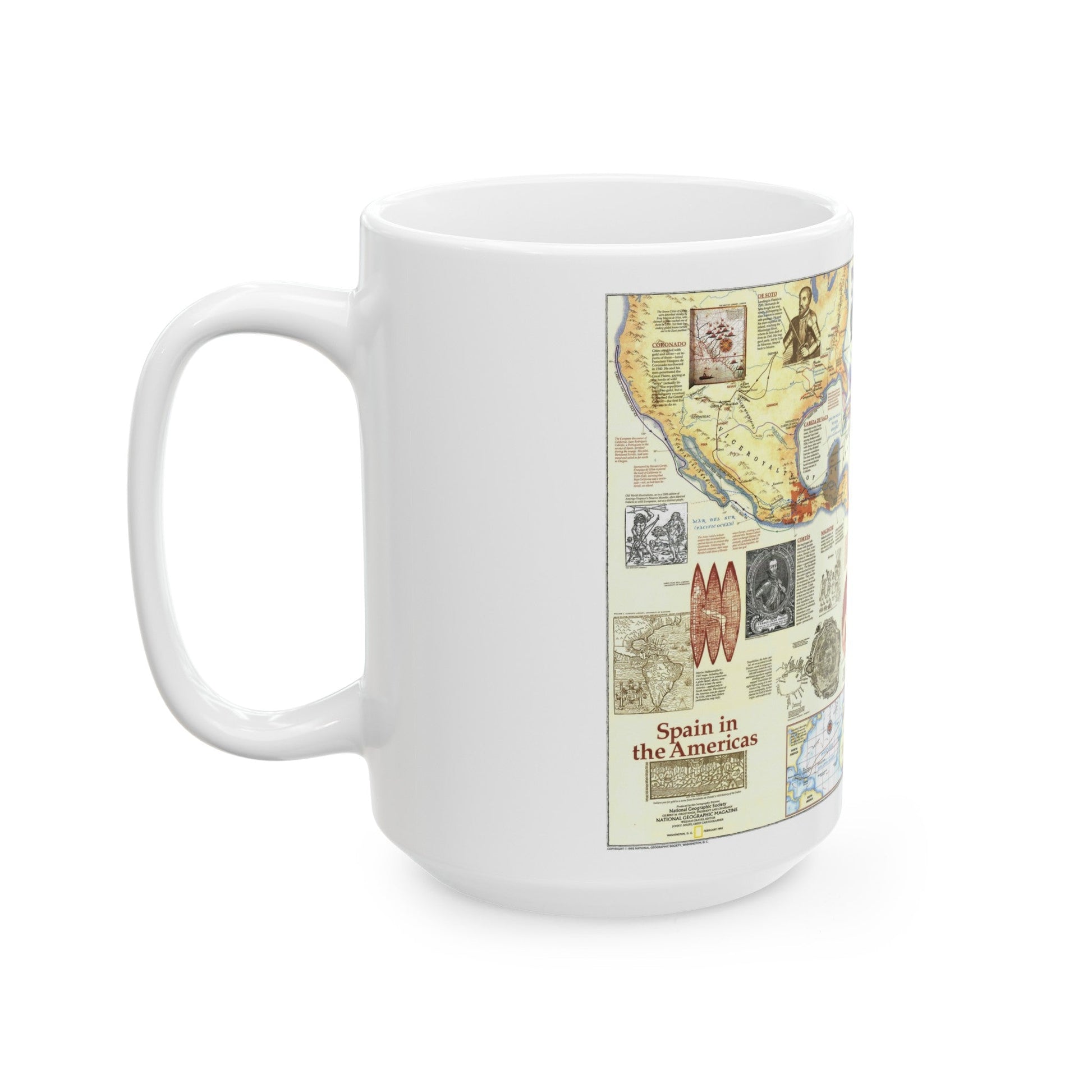 Americas - Spain in the (1992) (Map) White Coffee Mug-The Sticker Space