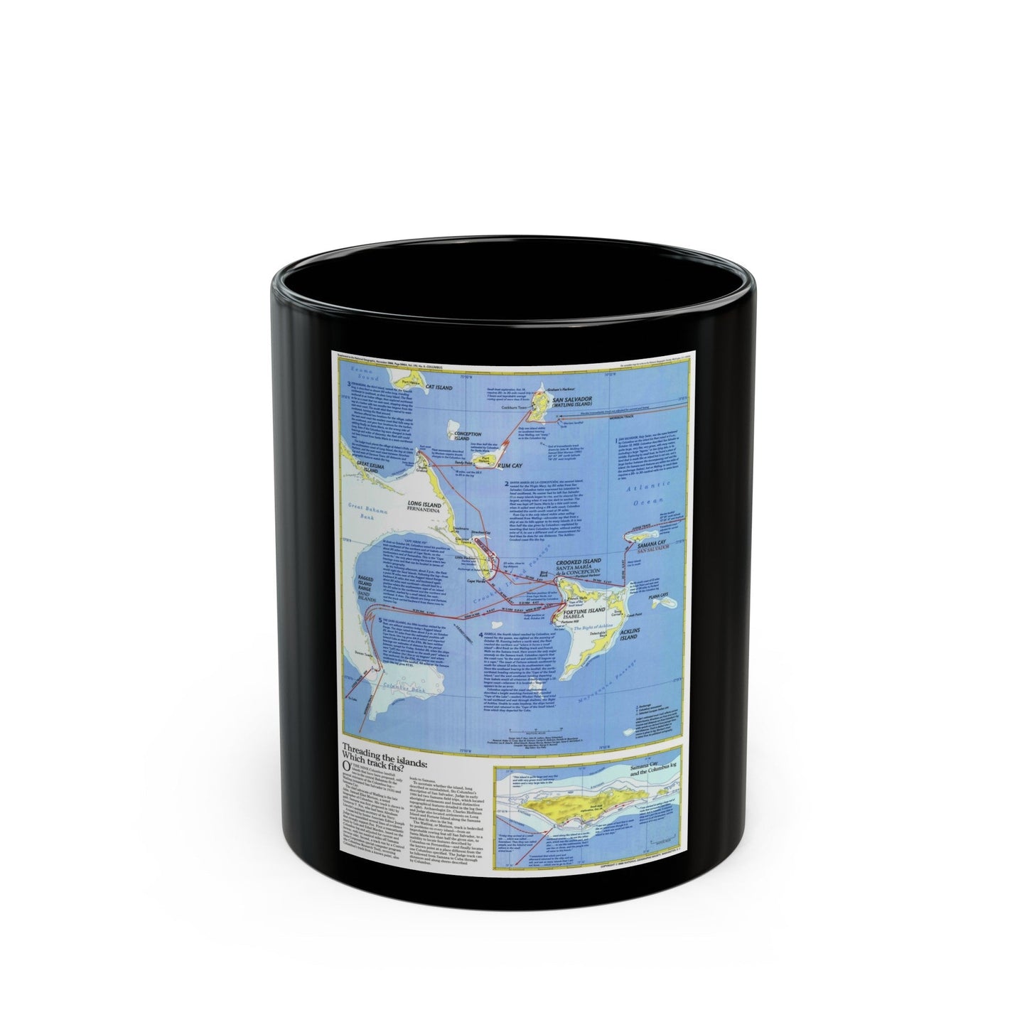 Americas - Threading the Island (1986) (Map) Black Coffee Mug-11oz-The Sticker Space