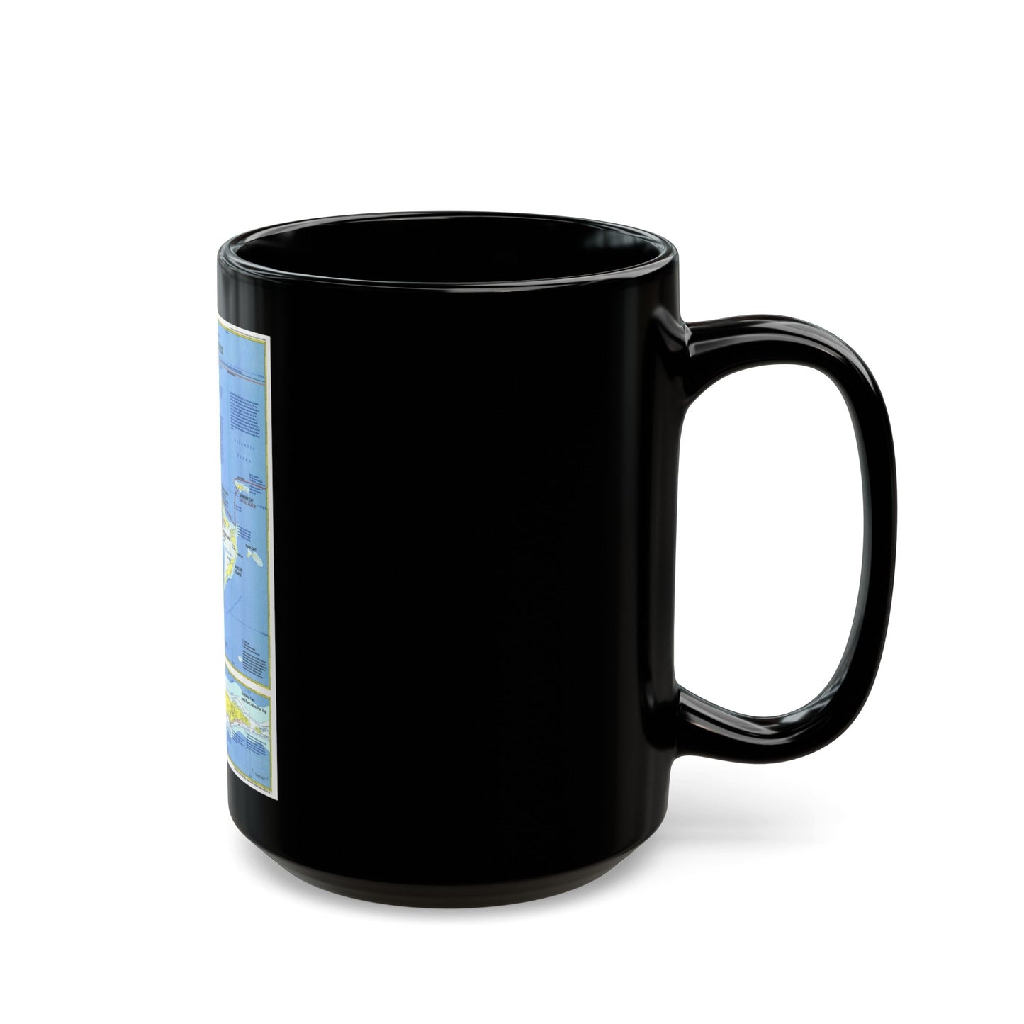 Americas - Threading the Island (1986) (Map) Black Coffee Mug-The Sticker Space