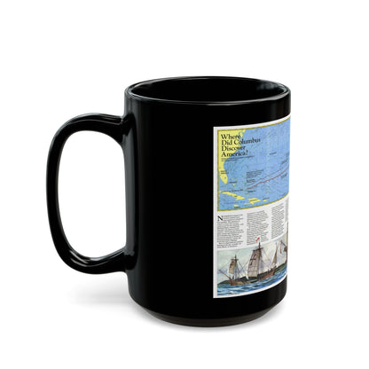 Americas - Where Did Columbus Discover America (1987) (Map) Black Coffee Mug-The Sticker Space