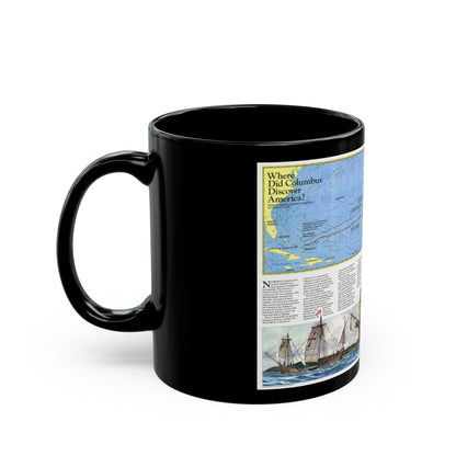 Americas - Where Did Columbus Discover America (1987) (Map) Black Coffee Mug-The Sticker Space