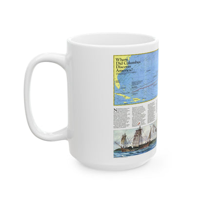 Americas - Where Did Columbus Discover America (1987) (Map) White Coffee Mug-The Sticker Space