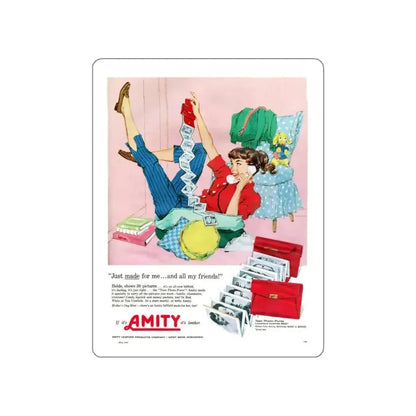 Amity advertisement, Seventeen magazine, May 1958 (Magazine Illustration) STICKER Vinyl Die-Cut Decal - The Sticker Space