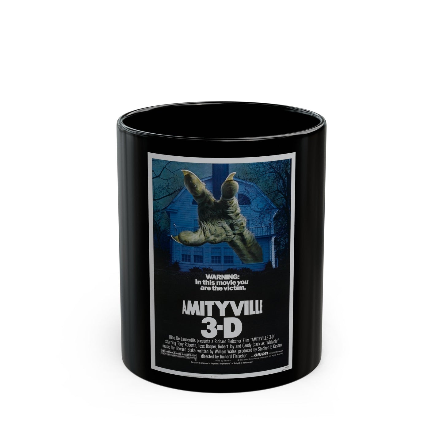 AMITYVILLE 3D 1983 Movie Poster - Black Coffee Mug-11oz-The Sticker Space