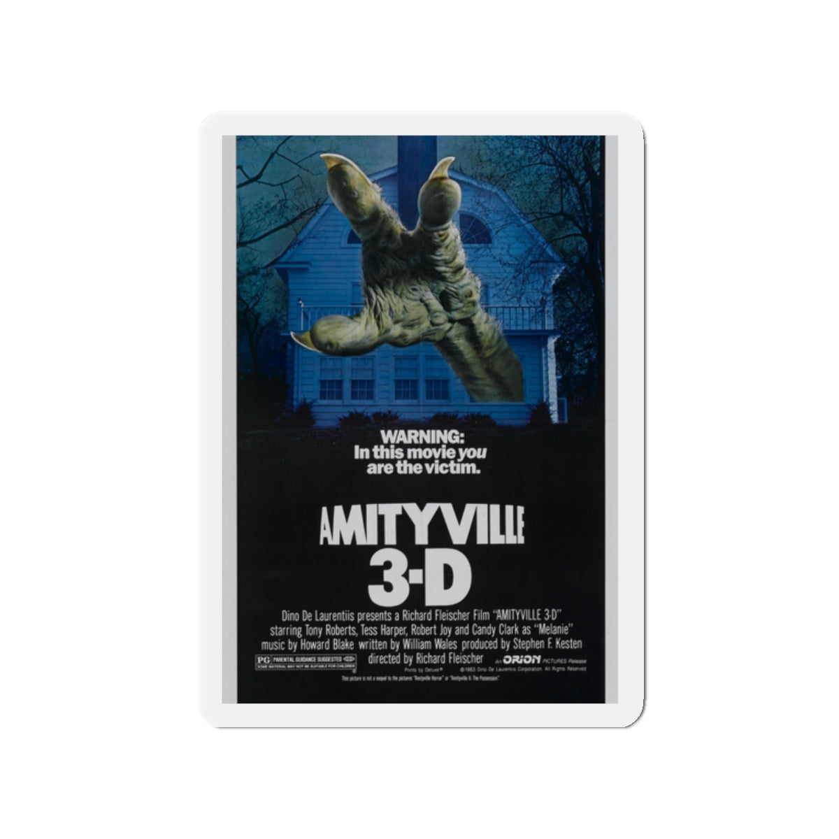 AMITYVILLE 3D 1983 Movie Poster - Die-Cut Magnet-2" x 2"-The Sticker Space