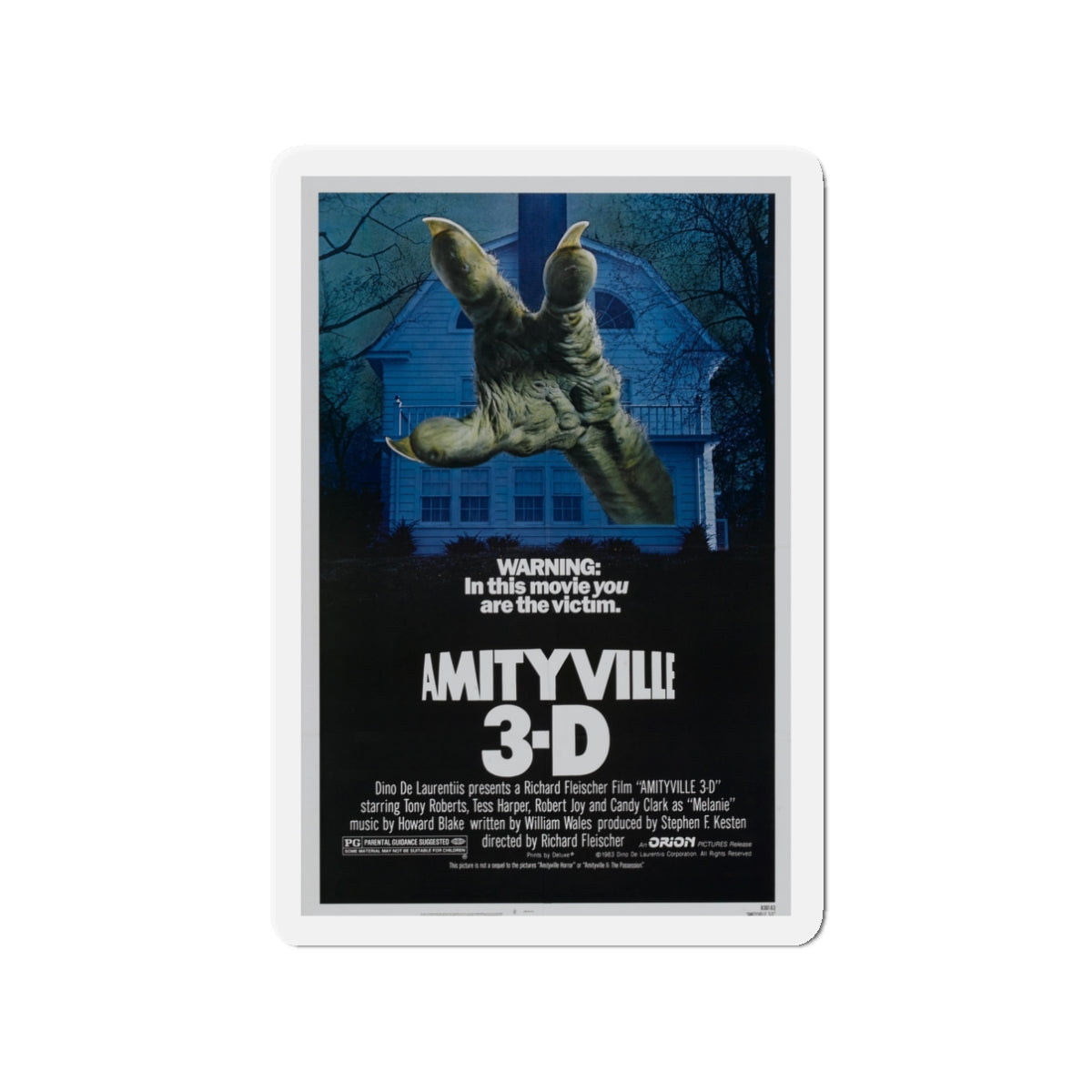 AMITYVILLE 3D 1983 Movie Poster - Die-Cut Magnet-3" x 3"-The Sticker Space