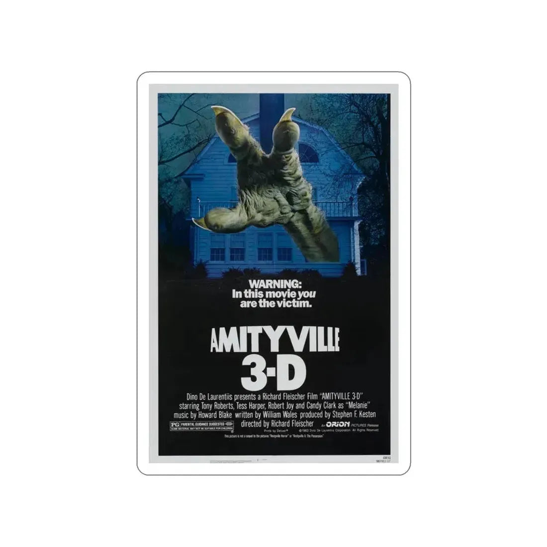 AMITYVILLE 3D 1983 Movie Poster STICKER Vinyl Die-Cut Decal 3 Inch - The Sticker Space