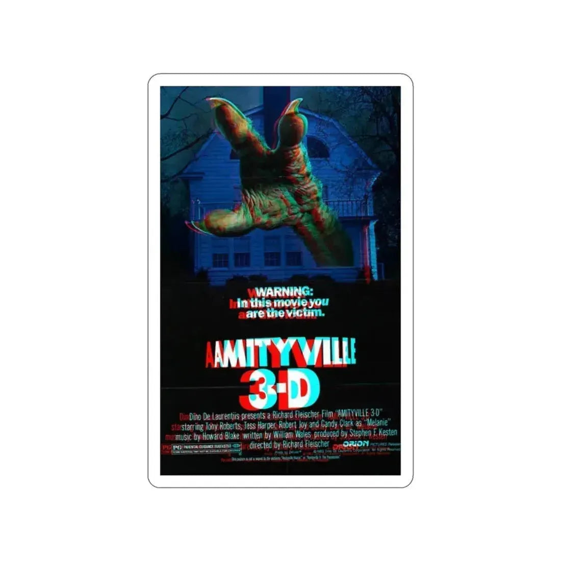 AMITYVILLE 3D (3D) 1983 Movie Poster STICKER Vinyl Die-Cut Decal 3 Inch - The Sticker Space