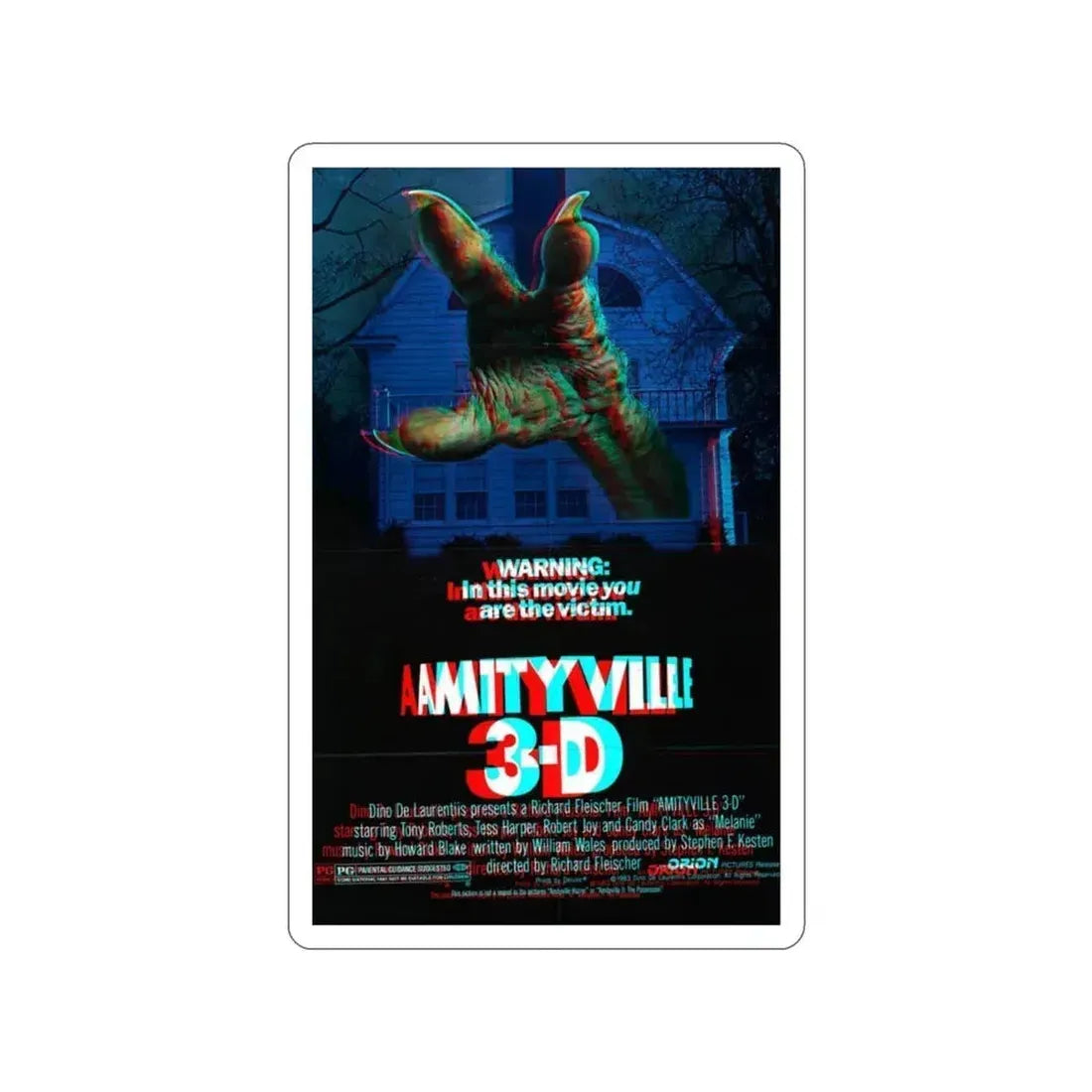 AMITYVILLE 3D (3D) 1983 Movie Poster STICKER Vinyl Die-Cut Decal 4 Inch - The Sticker Space